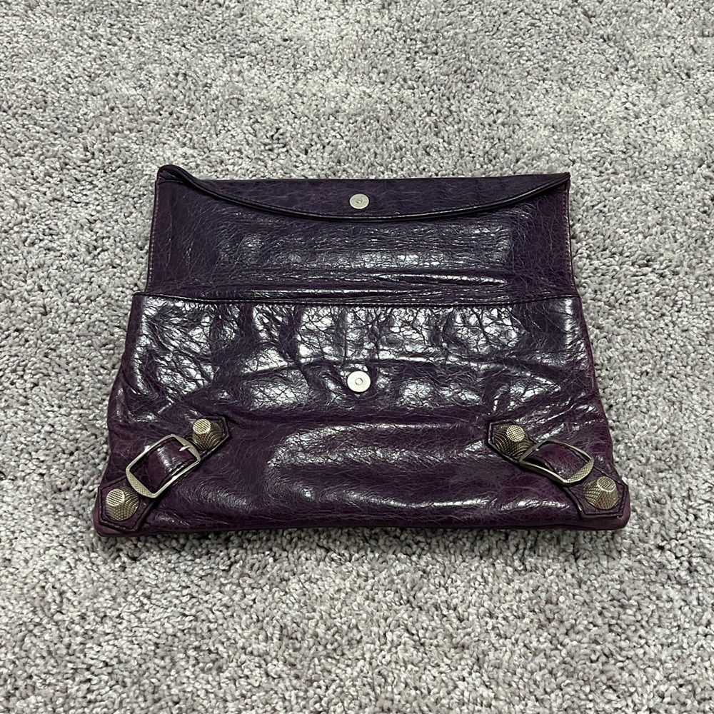 Balenciaga Dark Purple Leather Clutch - Picture 4 of 9